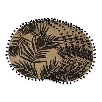 Fern Print On Natural Round Jute Placemat (Set of 6