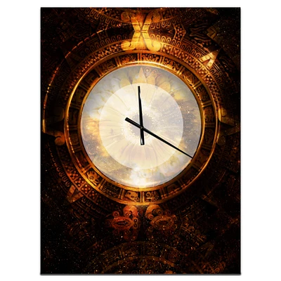 Designart 'Ancient Mayan Calendar Collage Modern Rectangular Wall Clock