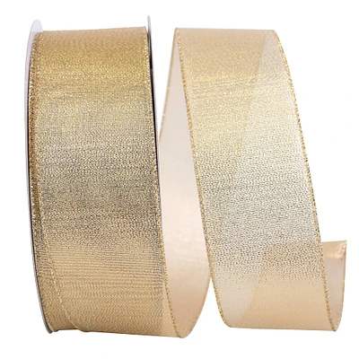 Reliant 2.5" Gold Lamé Glimmer Wired Ribbon, 50yd.