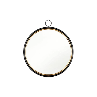 Black & Gold Framed Round Accent Mirror