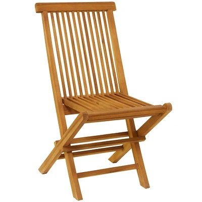 36" Brown Teak Wood Folding Outdoor Dining Chair Set