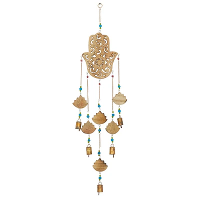 Brown Mango Wood Eclectic Style Windchime, 7" x 32"