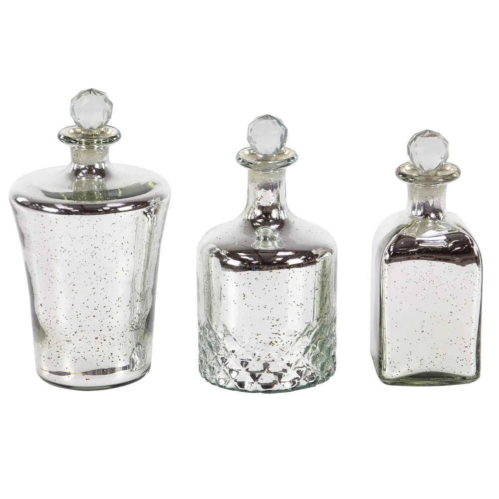 Silver Glass Glam Decorative Jar Set