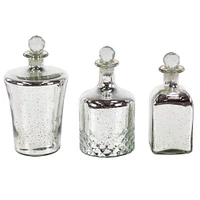 Silver Glass Glam Decorative Jar Set