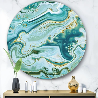 Designart - Ocean Blue Golden Marble