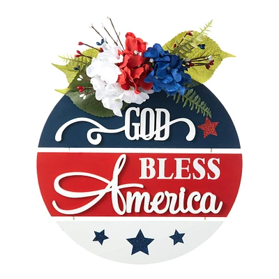 Glitzhome® 14" God Bless America Round Sign