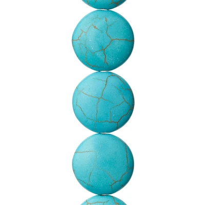 Turquoise Dyed Howlite Lentil Beads, 20mm by Bead Landing™