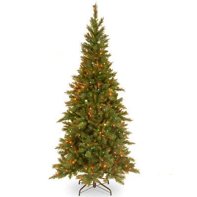 7.5ft. Pre-Lit Tiffany Fir Slim Tree, Multicolor Lights