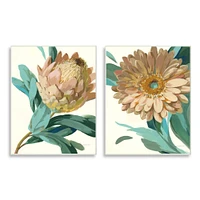 Stupell Industries Garden Flower Details Minimal Green Tan Painting,10" x 15"