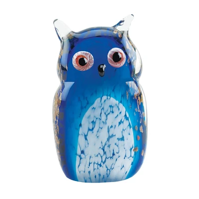 4.5" Blue Art Glass Owl Figure