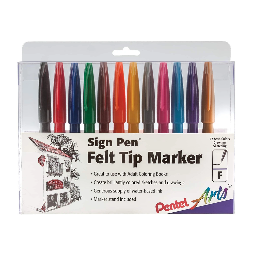 Pentel® Sign Pen® Felt Tip Marker 12 Color Set