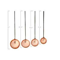 Hammer-Textured Copper Ladles with Smooth Handles Set