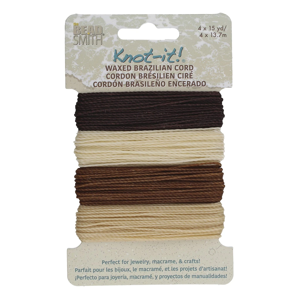 6 Packs: 4 ct. (24 total) Beadsmith® Knot-it!™ Java Waxed Brazilian Cord