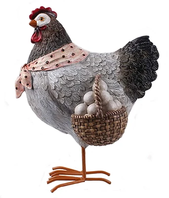 Santa's Workshop 10" Hen Figurine with Basket of Eggs