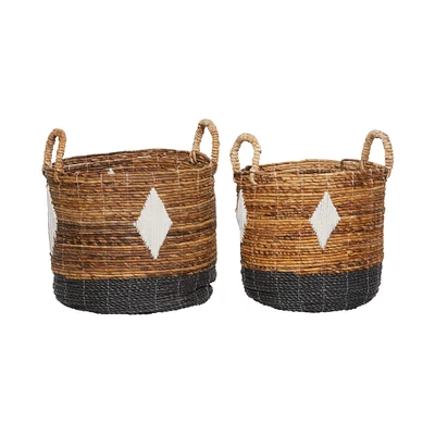 Brown Banana Leaf Natural Storage Basket Set