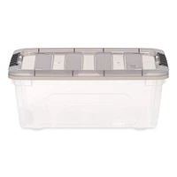 IRIS® Stack & Pull™ Clear Storage Box with Gray Lid