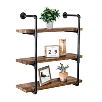 Honey Can Do 34.5" Black Three-Tier Industrial Wall Shelf