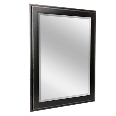 Head West Distressed Black Two-Step Beveled Glass Framed Mirror