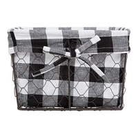 DII® Black & White Checkered Chicken Wire Basket Set