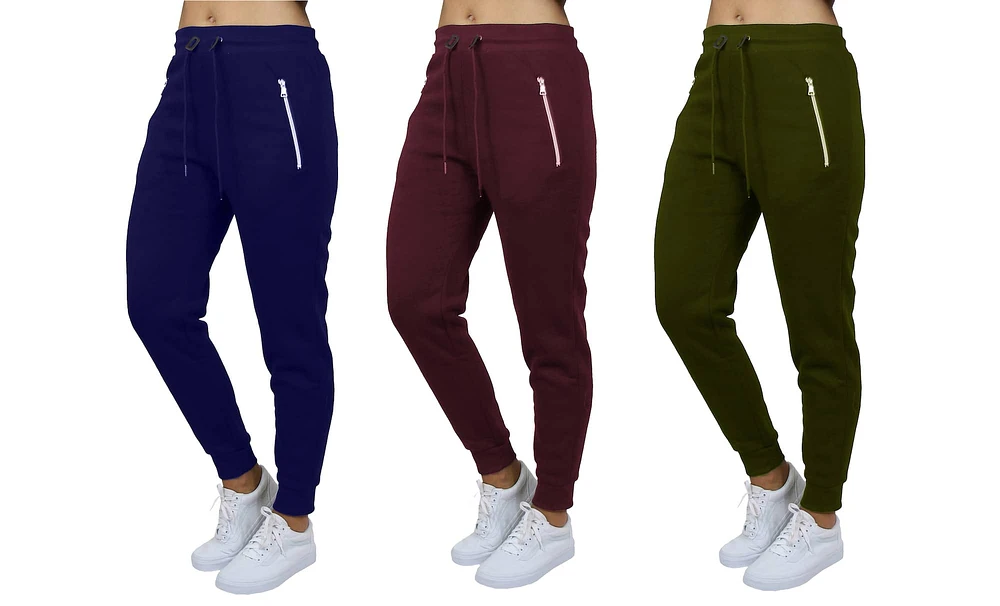 Galaxy by Harvic Women's Relaxed-Fit Jogger Sweatpants 3 Pack