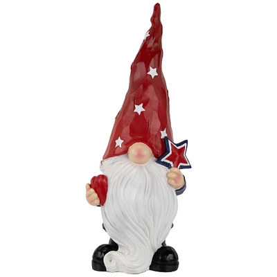 16.5" Patriotic Garden Gnome in Red Hat Holding Star