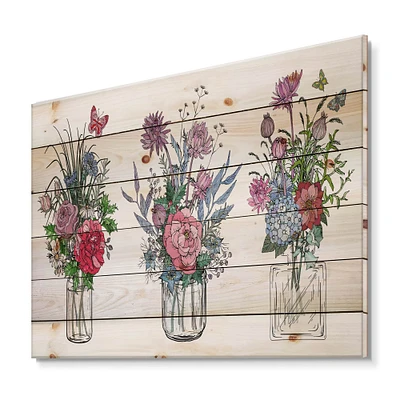 Designart - Bouquets of Wildflowers In Transparent Vases I