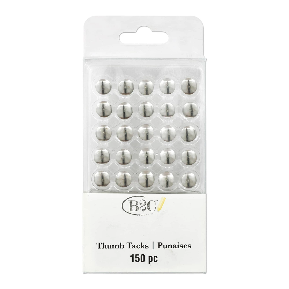 8 Packs: 150 ct. (1,200 total) Silver Thumb Tacks by B2C®