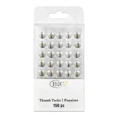 8 Packs: 150 ct. (1,200 total) Silver Thumb Tacks by B2C®