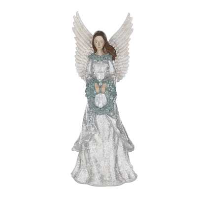 18.5" Winter Angel Figurine with Wreath