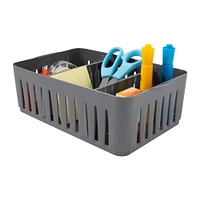 Simplify Gray Stackable Organizer Bin with Adjustable Dividers