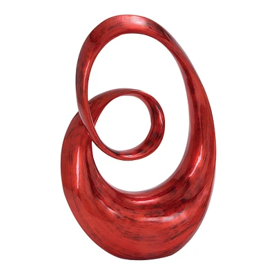 24" Red Swirl Contemporary Sculpture