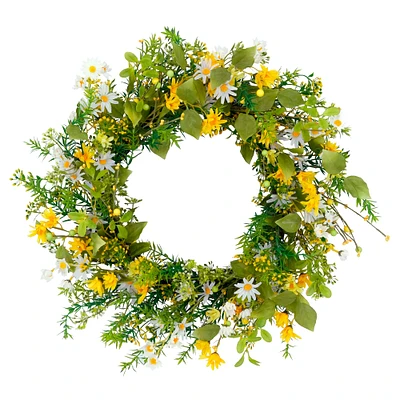 6 Pack: 24'' Multicolored Artificial Daisy Floral Spring Wreath