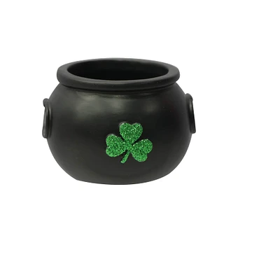 4" Black & Green St. Patrick's Day Shamrock Tabletop Pot by Celebrate It™