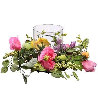 16" Spring Floral Candle Holder