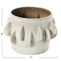 5.5" Antique White Reactive Glaze Handmade Stoneware Planter