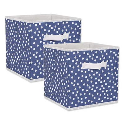 DII® 11" French Blue & White Dots Storage Cube, 2ct.