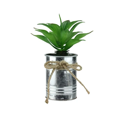5" Tropical Green Artificial Foliage in Tin Planter