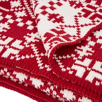 Glitzhome® Knitted Red & White Snowflake Throw Blanket