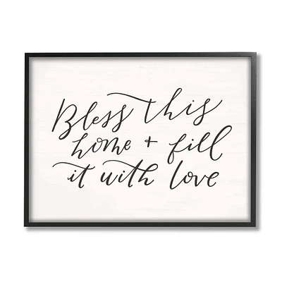 Stupell Industries Bless This Home with Love Family Motivational Phrase Framed Giclee Art