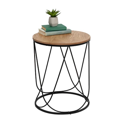 Honey Can Do 24" Round Side Table with Natural Top