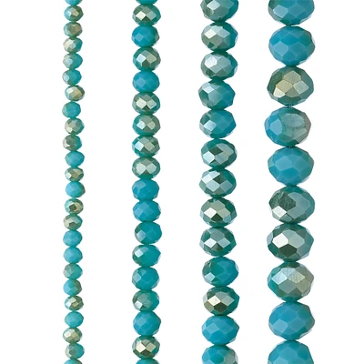 Aqua Faceted Glass Round Beads by Bead Landing™