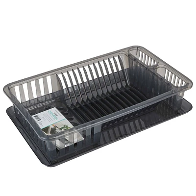 Kitchen Details Smoke Gray Large Dish Rack with Tray