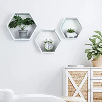 NEX™ Light Blue White Rustic Floating Honeycomb Shelf Set