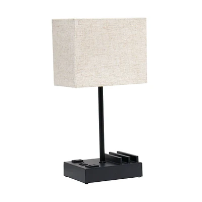 Simple Designs 15.3" Table Lamp with 2 USB Ports & Charging Outlet