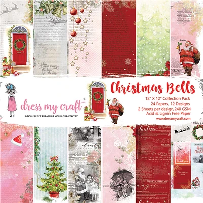 Dress My Craft® Christmas Bells Single-Sided Paper Pad, 12" x 12"