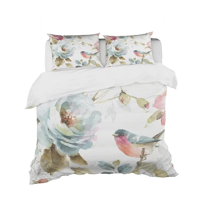 Designart 'Beautiful Bird Romance I' Cottage Bedding Set