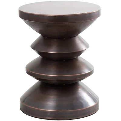 18" Copper Metal Art Deco Inspired Accent Table