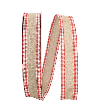 Reliant 1.5" Linen Gingham Check Wired Ribbon