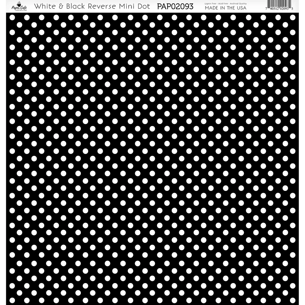 Paper Café White & Reverse Mini Dot 12" x 12" Cardstock