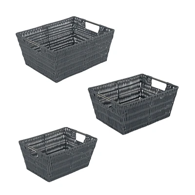 Simplify Charcoal Rattan Tote Basket Set, 3ct.